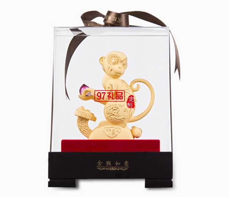 商務(wù)擺件禮贈 絨沙金擺件 福猴絨沙金 可案例LOGO