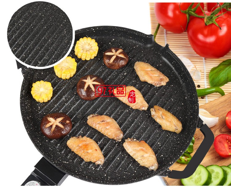 無(wú)煙電烤盤(pán)麥飯石不粘電烤爐燒烤爐圓形烤肉機(jī)定制公司廣告禮品