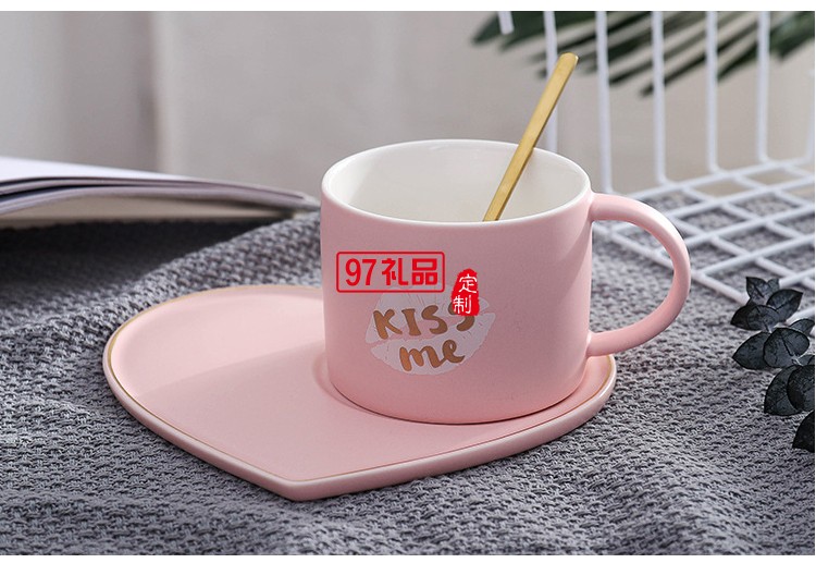 女神愛(ài)心托盤情侶咖啡杯帶勺創(chuàng)意馬克杯水杯