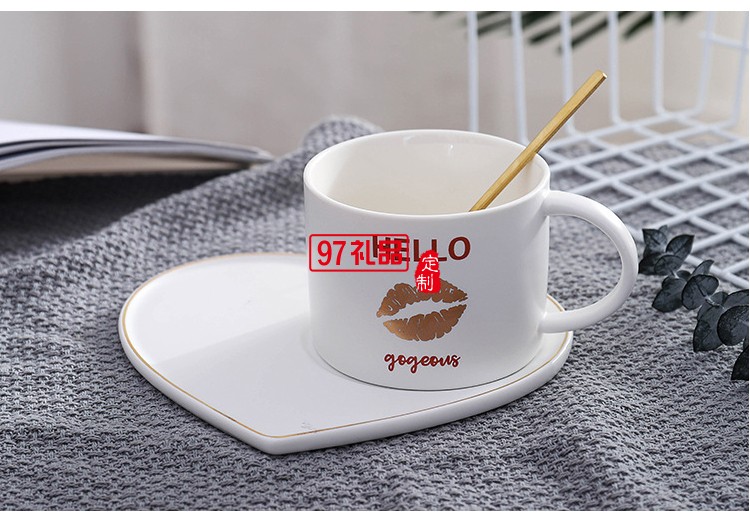 女神愛(ài)心托盤情侶咖啡杯帶勺創(chuàng)意馬克杯水杯