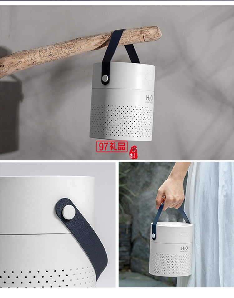 創(chuàng)意新品雙噴加濕器大容量1.1L內置電池充電款家用凈化器