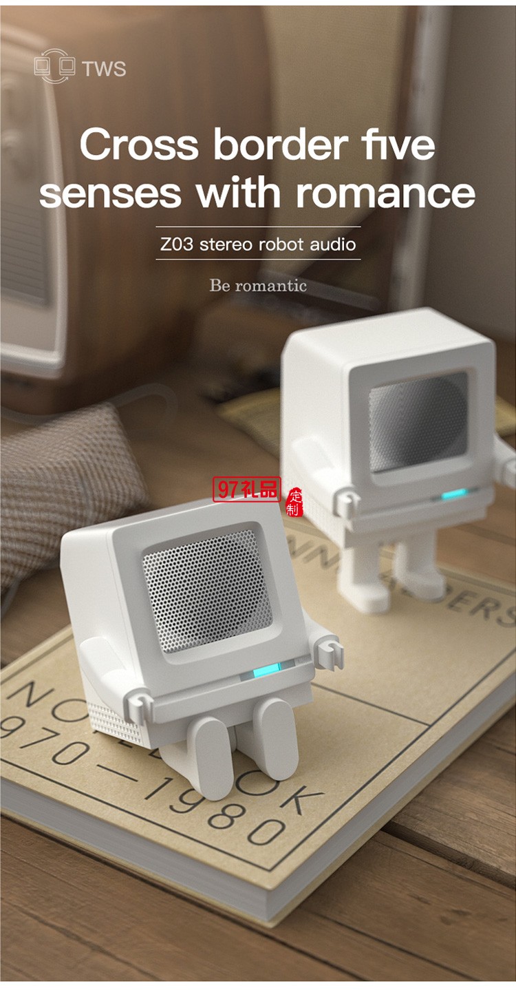  USB充電迷你藍(lán)牙小音箱 復(fù)古機器人音箱定制公司廣告禮品