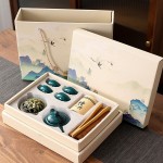 國潮中國風商務禮品茶具青瓷西施壺1壺4杯香爐檀香組合套裝