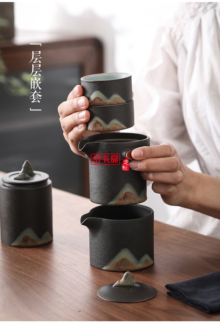 戶外旅游便攜式收納日式遠山禪意粗陶家用旅行快客杯功夫茶具套裝