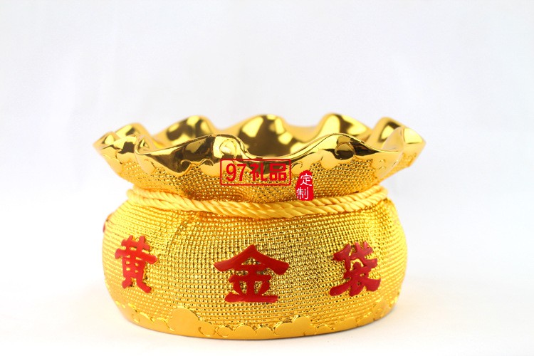 金錢袋擺件聚寶盆存錢罐家居擺設樹脂工藝品