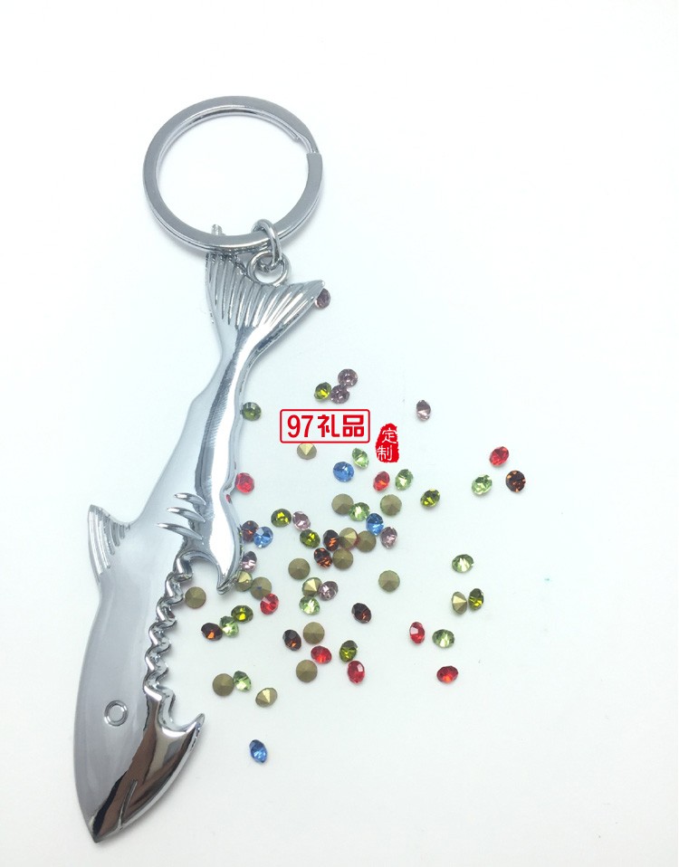 創(chuàng)意金屬鑰匙掛件 藍(lán)鯊魚(yú)鑰匙扣鑰匙圈活動(dòng)小禮品定制