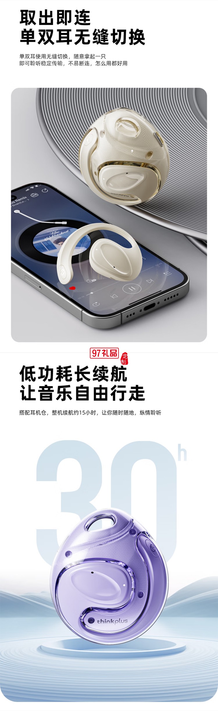 聯(lián)想thinkplus開(kāi)放式藍(lán)牙耳機(jī) X15PRO II