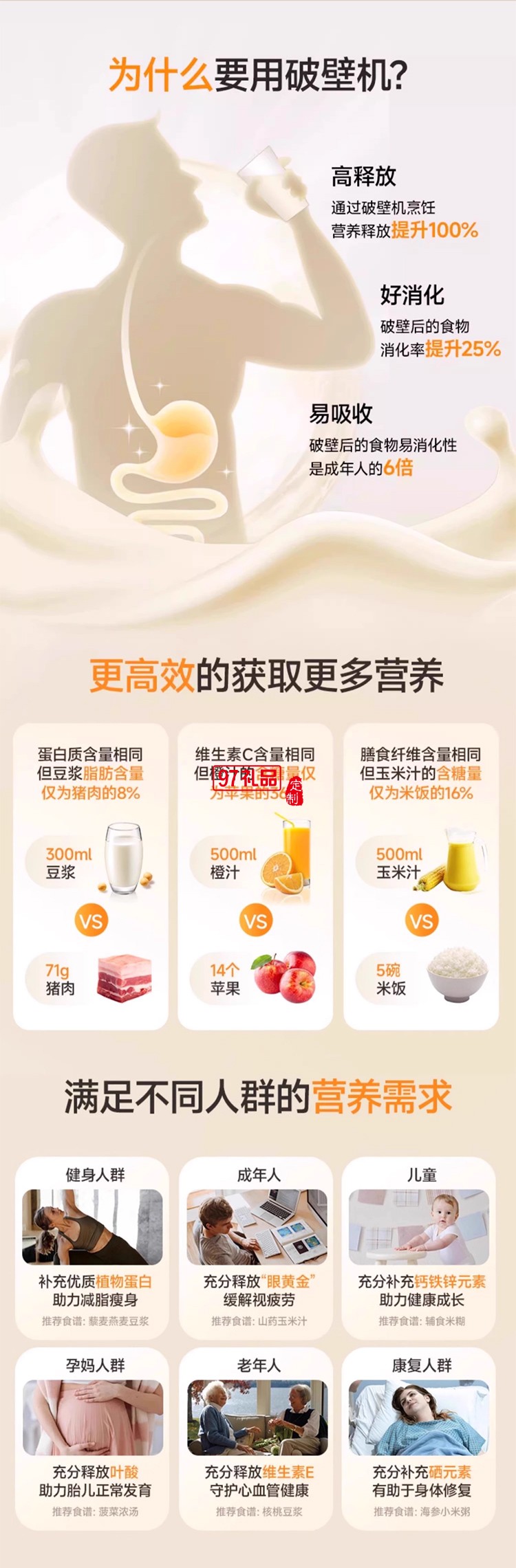 奧克斯破壁機(jī)全自動家用小型多功能烹飪機(jī)料理隔音罩低音豆?jié){榨汁